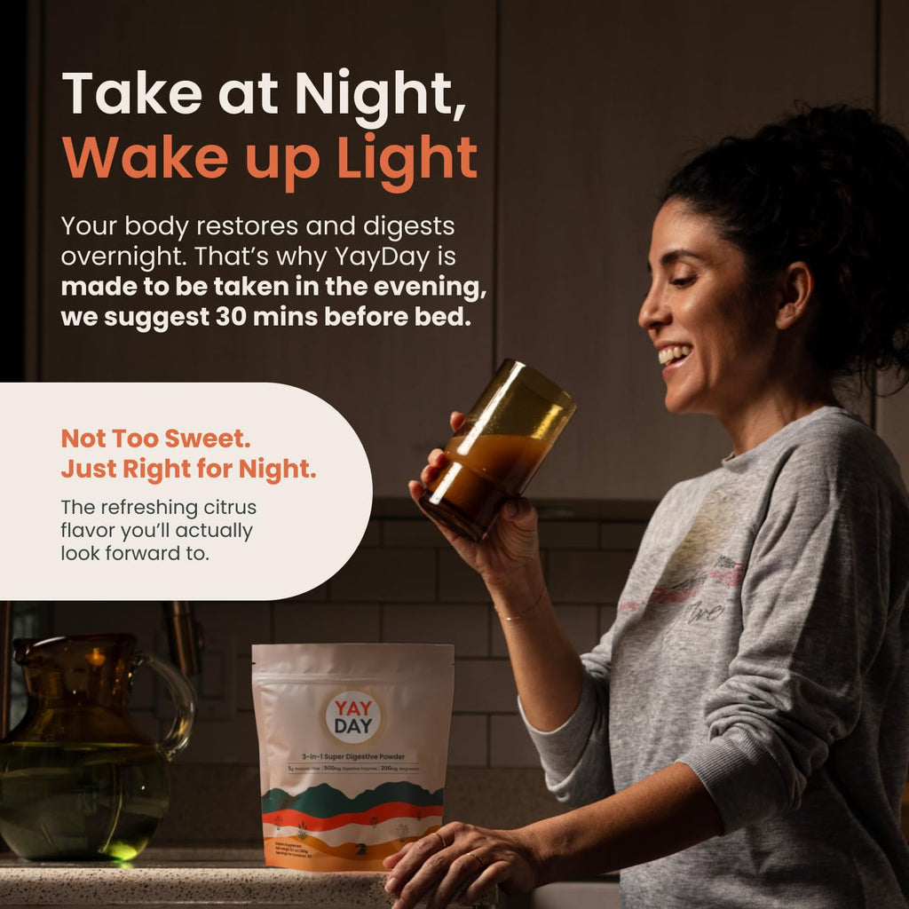 Nighttime Prebiotic Fiber Powder with Digestive Enzymes & Magnesium Glycinate - 7 Pack