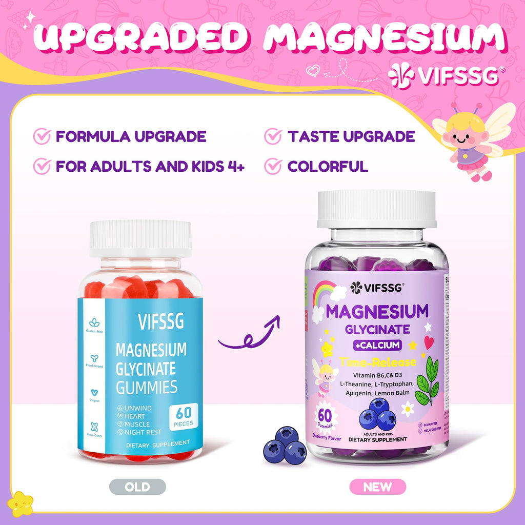 Magnesium Glycinate Gummies for Adults & Kids 4+ | Sugar Free 400/200mg Sleep Support