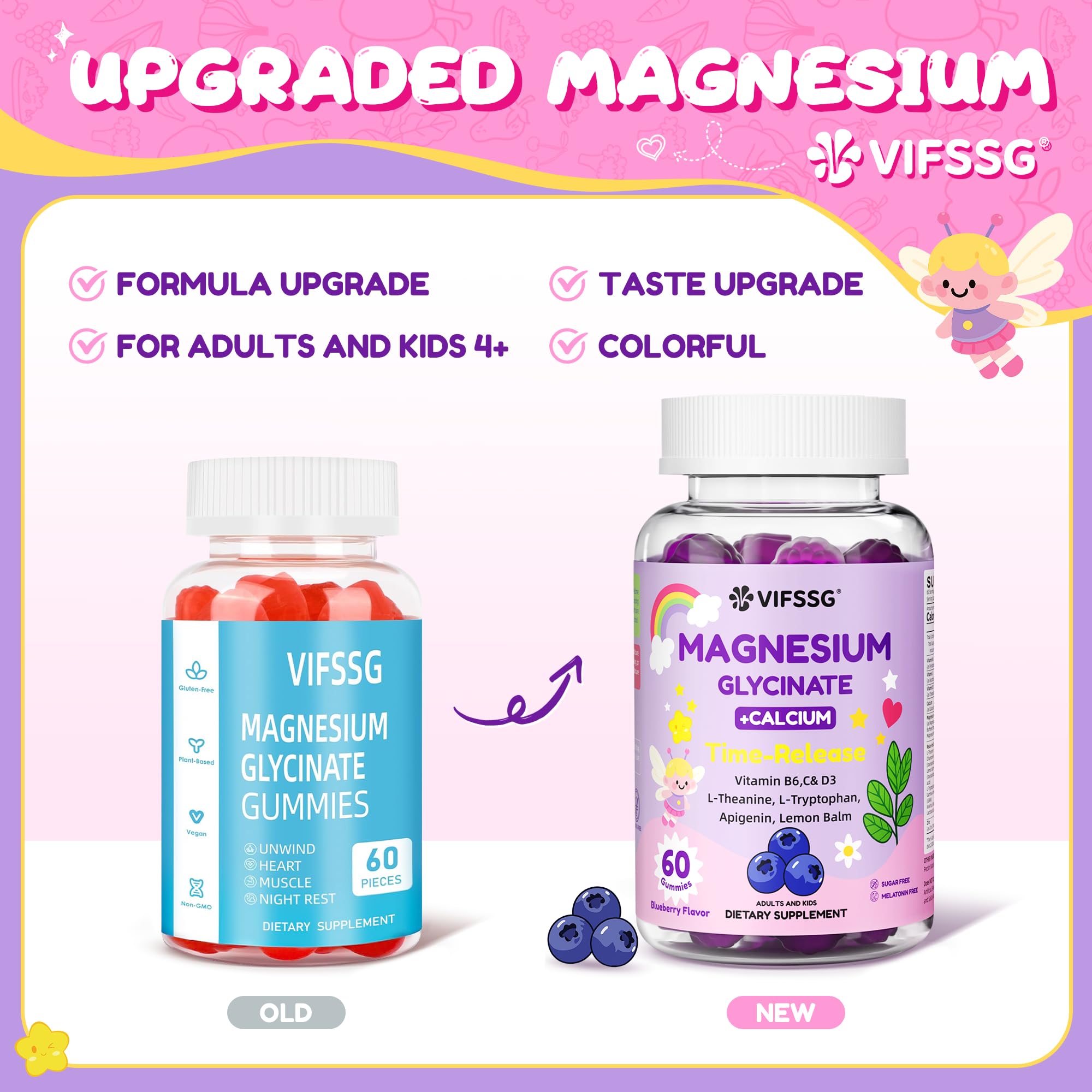 Magnesium Glycinate Gummies for Adults & Kids 4+ | Sugar Free 400/200mg Sleep Support