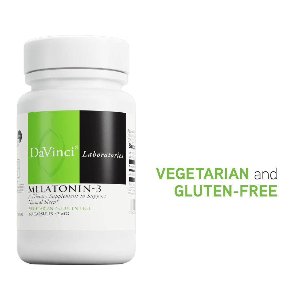 DaVinci Labs Melatonin-3 – Sleep Support, Antioxidant & Immunity – 3 mg Melatonin | Vegetarian & Gluten Free | 60 Capsules