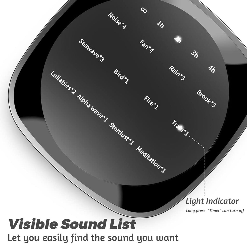 Sleepbox Sleep White Noise Machine — 25 Sounds, 36 Volume Levels, 5 Timers, Portable Memory