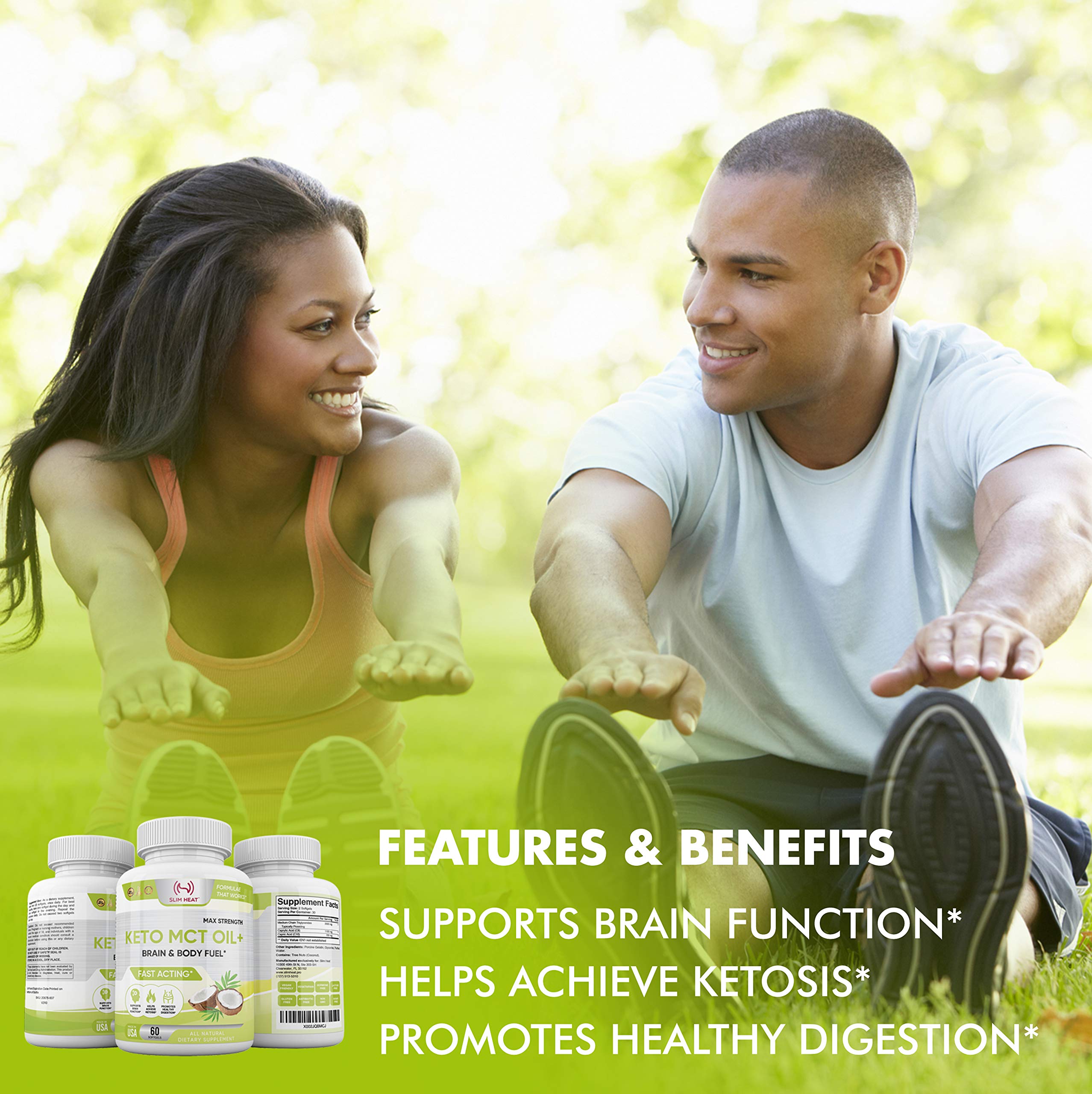 Slim Heat Keto MCT Oil Capsules with C8 & C10 – Fast Ketosis & Brain Fuel