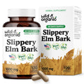 Wild & Organic Slippery Elm Bark Capsules 1000 mg – 120 Count | Digestive, Lung & Women's Support | Vegan, Non-GMO