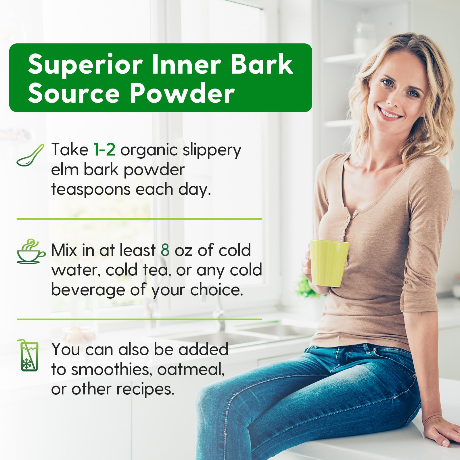 Slippery Elm Powder – Pure Inner Bark, 1lb (349 Servings) for Throat & Digestive Health, Vegan & Non-GMO