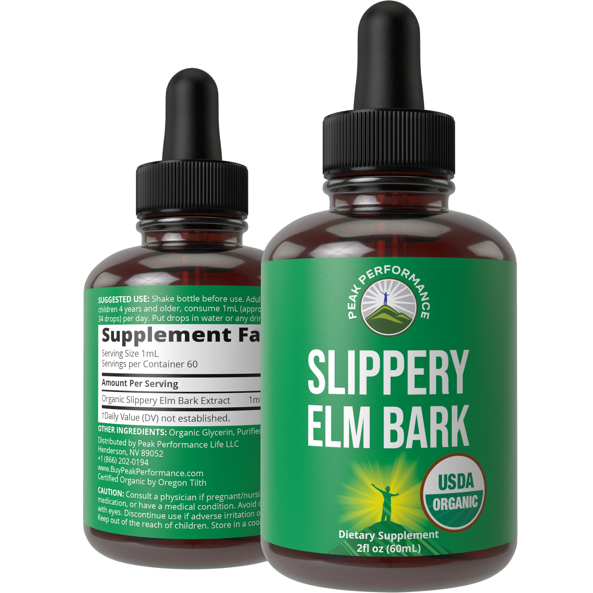 Slippery Elm Bark – USDA Organic Vegan Liquid Drops | High Bioavailability for Women, Men & Kids