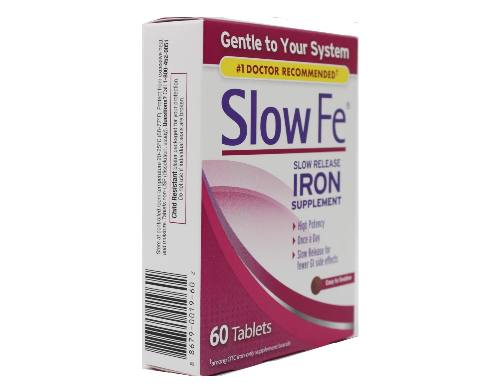 Slow Fe High Potency Iron 45 mg, Slow Release – 60 Tablets (Pack of 2) | Iron Supplement