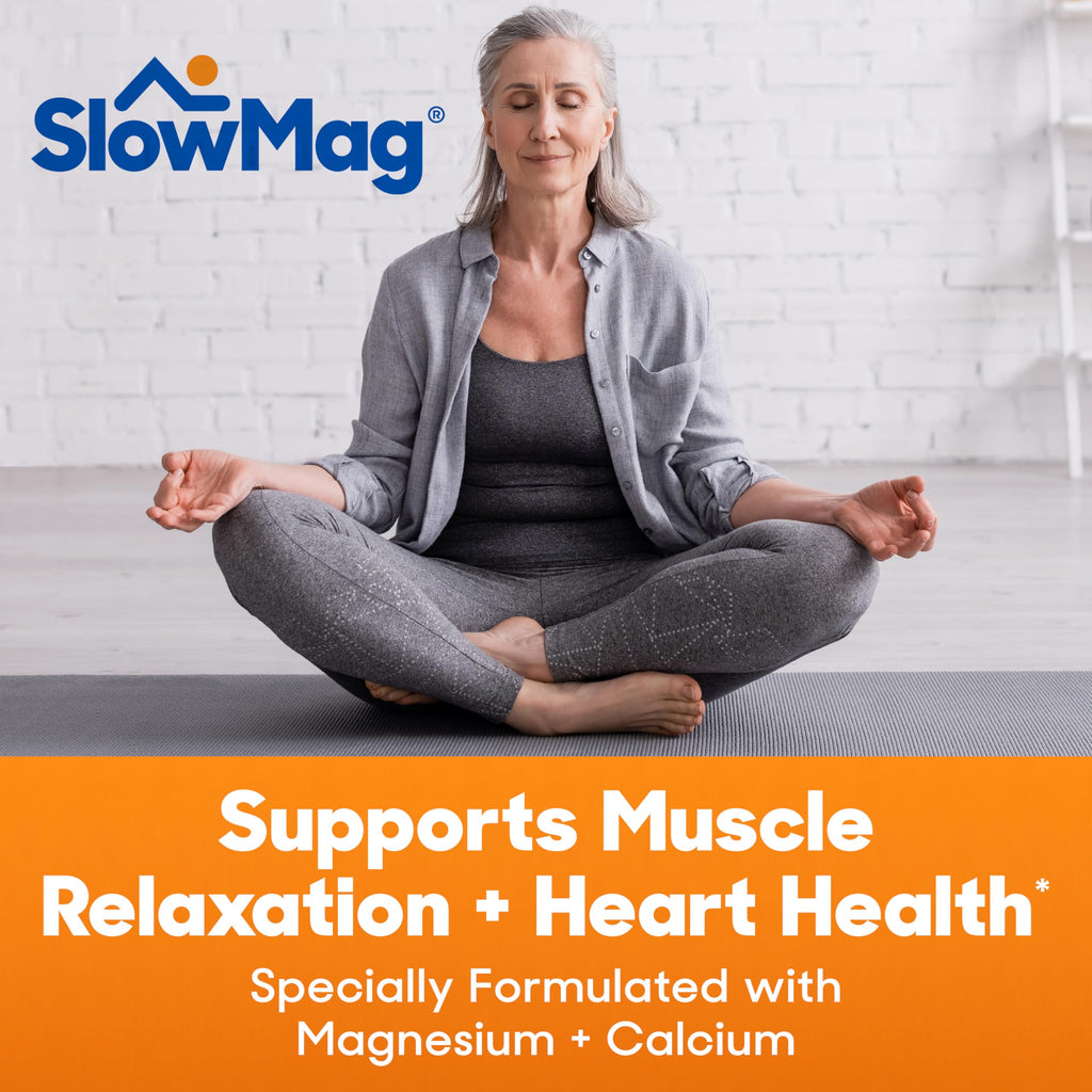 SlowMag Muscle + Heart Magnesium Cloride with Calcium — High Absorption, 120 Count