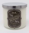 S&M Candle Factory Eucalyptus Spearmint Candle - Aromatherapy Soy Wax, 3 Wick, Made in USA