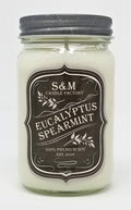 S&M Candle Factory Aromatherapy Soy Wax Candle – Stress Free Eucalyptus Spearmint (16 oz) – Made in USA