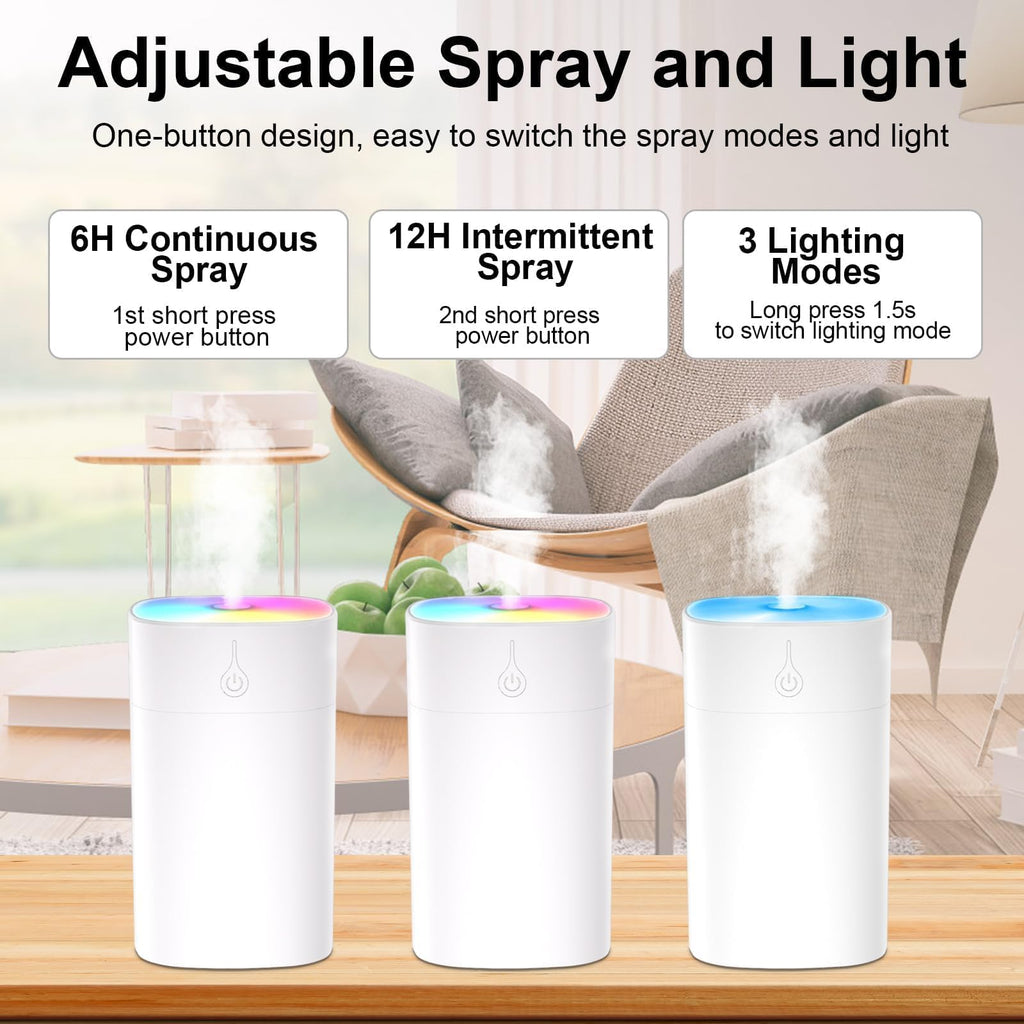 Small Diffuser 400ml – 2-in-1 Desk Humidifier & Aroma Diffuser with Auto-Off