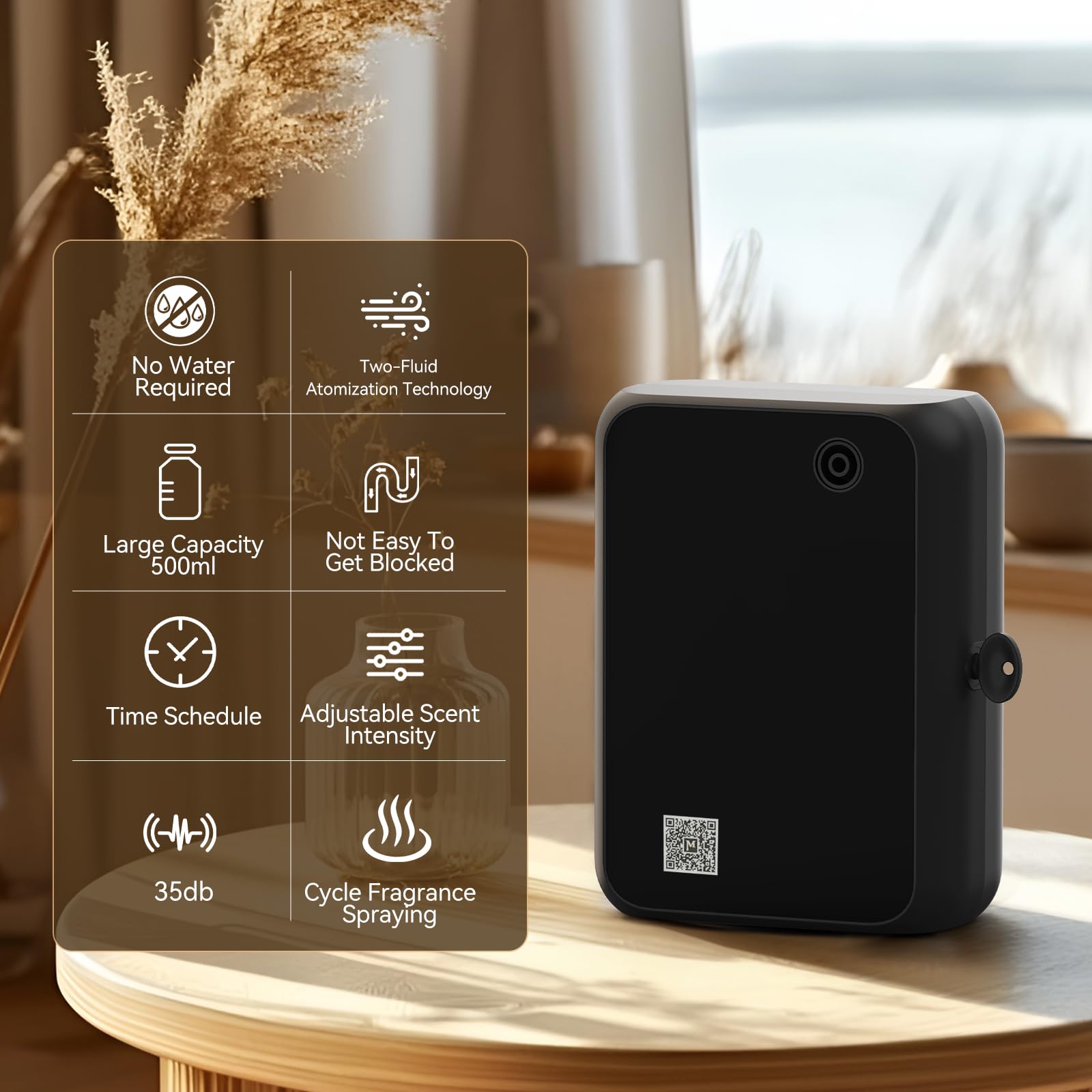 Smart Bluetooth Essential Oil Diffuser – Large Room Coverage (Black)