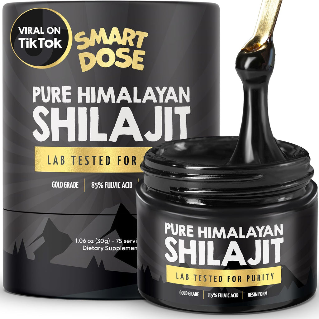 Smart Dose Pure Himalayan Shilajit Resin – 85% Fulvic Acid, 125 Servings, Medium Jar | Lab-Tested in USA