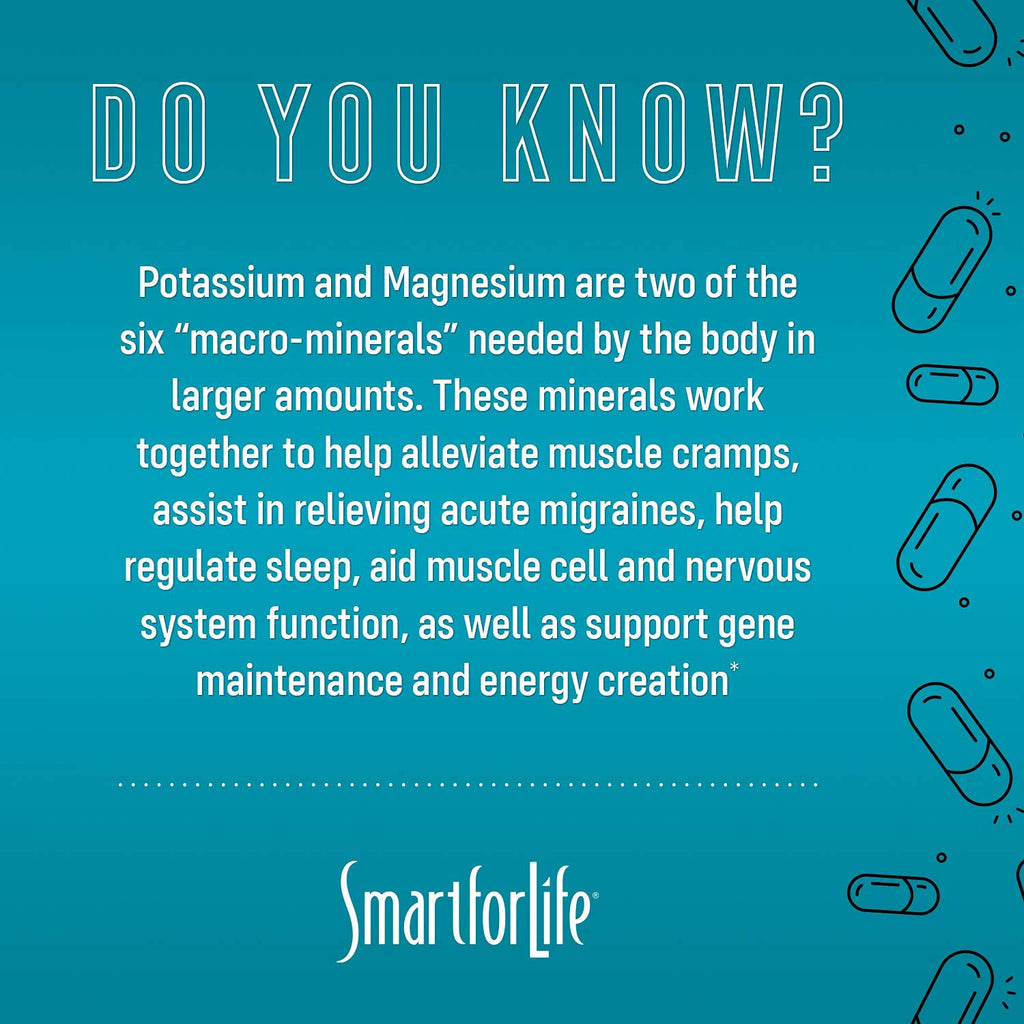 SMART FOR LIFE Potassium Magnesium Supplement | High-Absorption Magnesium Complex | 60 Vegan Capsules