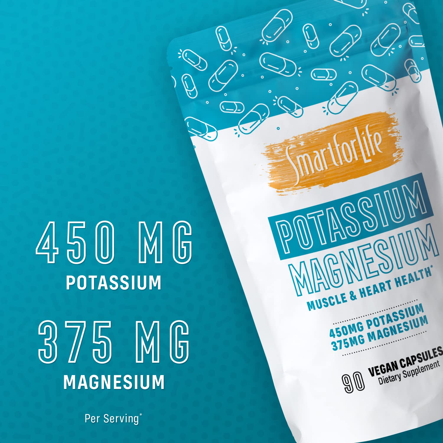 SMART FOR LIFE Potassium Magnesium - 90 Vegan Capsules | High-Absorption Mineral Complex & Muscle Support