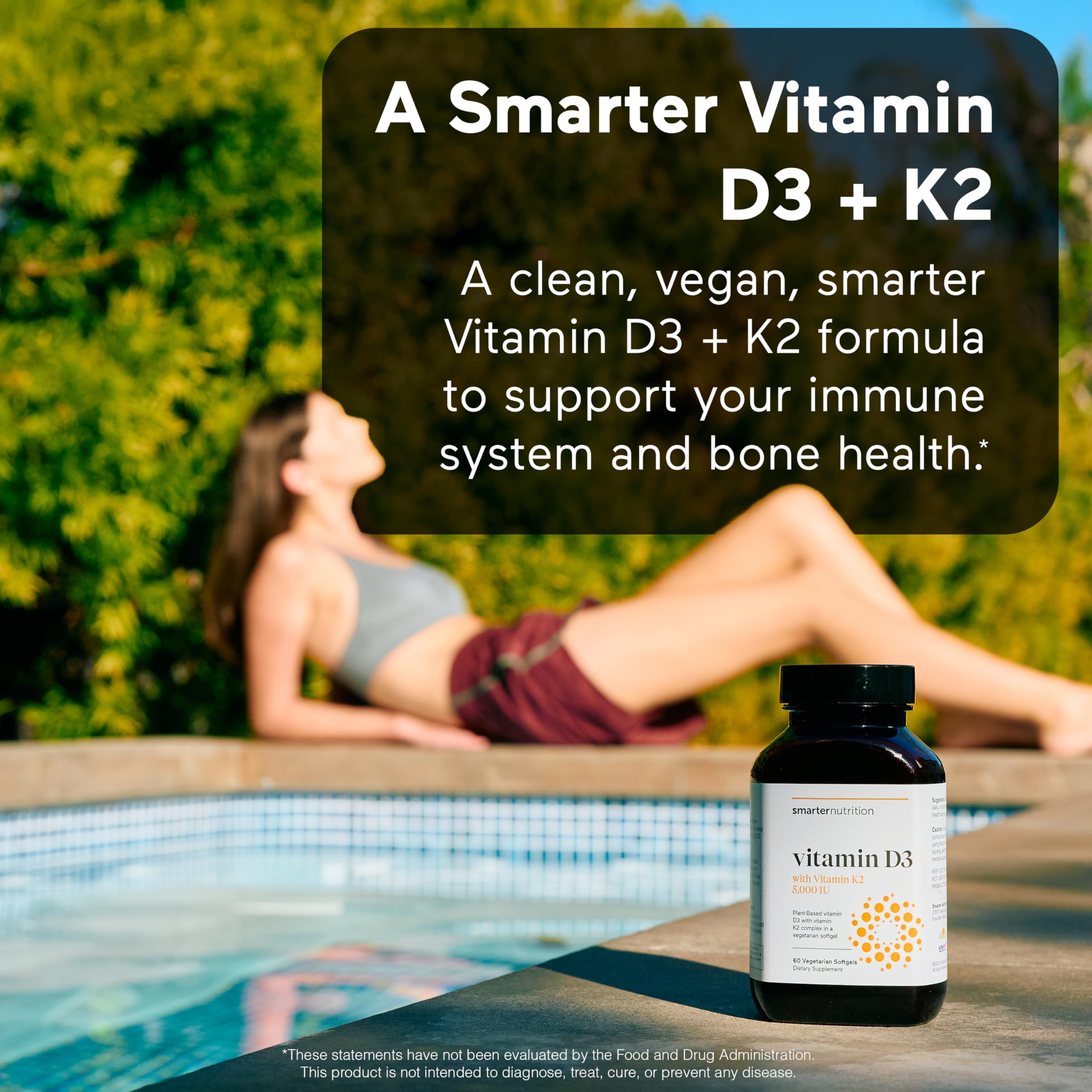 SMARTERNUTRITION Vegan Vitamin D3 5000 IU + Vitamin K2 1100 mcg – Organic Coconut & Olive Oil Softgels (180) 90 Day Supply