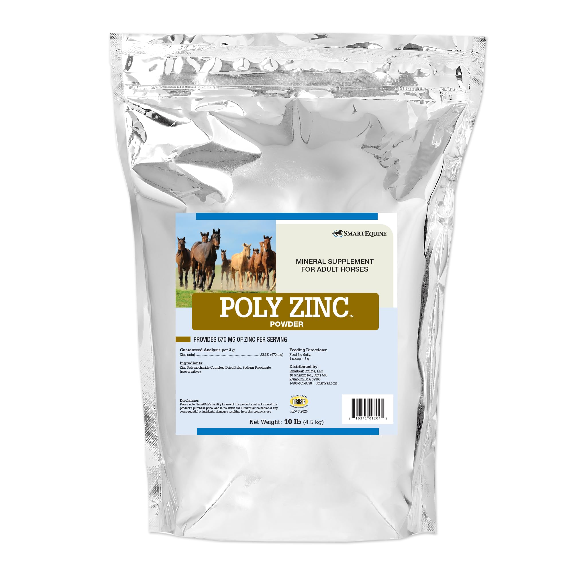 SmartEquine Poly Zinc Powder – Zinc Supplement for Horses | Hoof, Coat & Bone Health | 10 lb