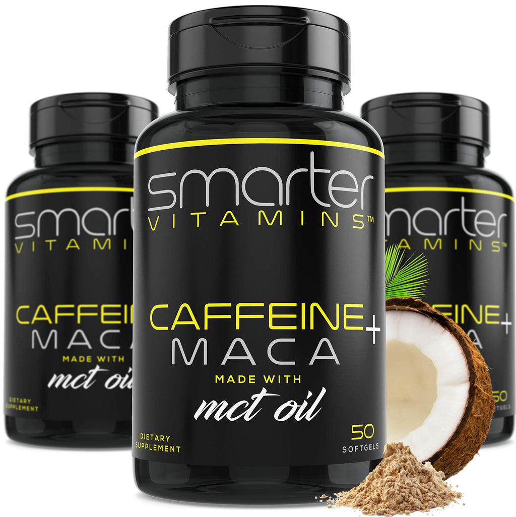 Smarter Energy Pills 3-Pack – 200mg Caffeine, Maca & Coconut MCT, 150 Softgels