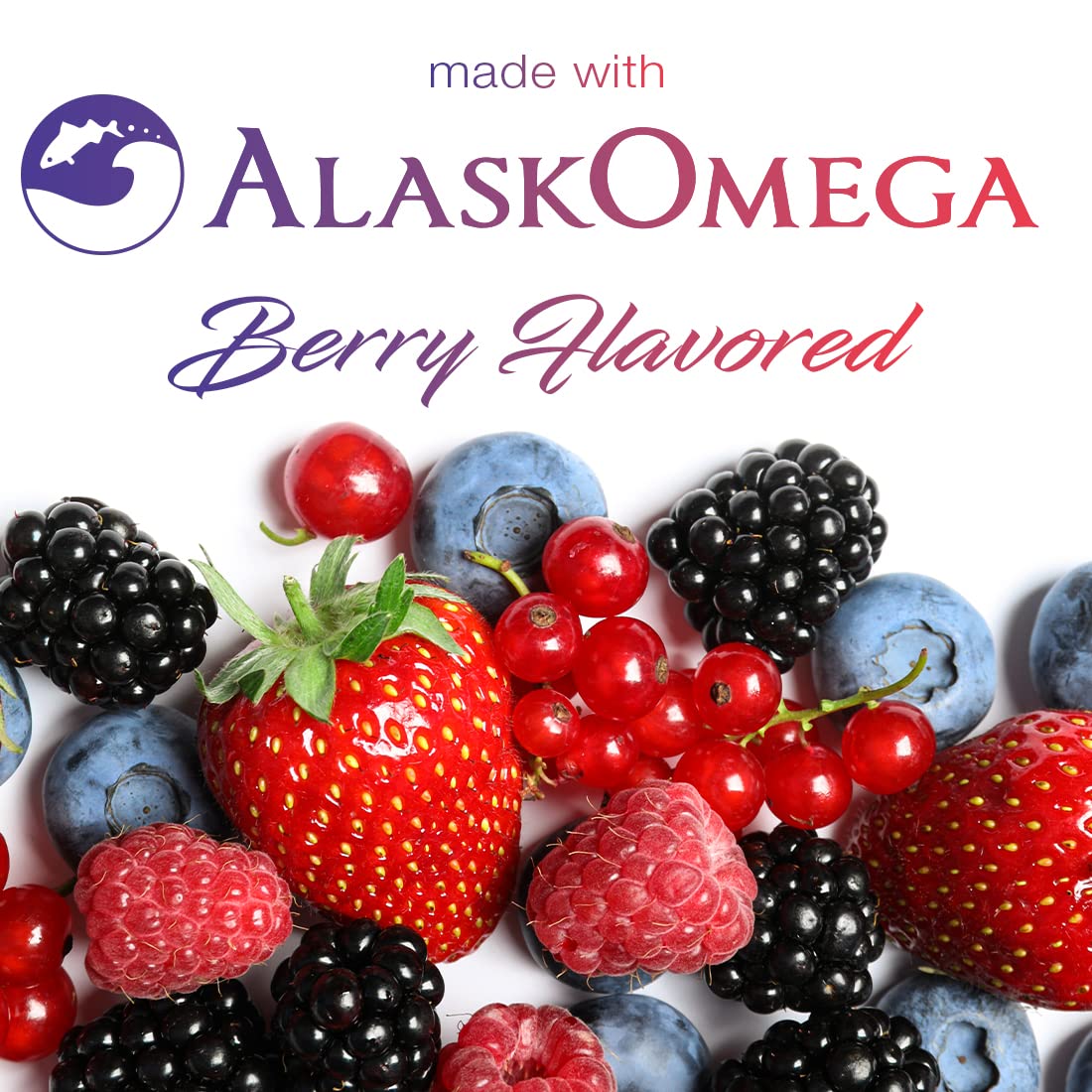 SmarterVitamins Omega-3 3-Pack: Berry Flavor Burpless Softgels, 2000mg DHA EPA (AlaskOmega)