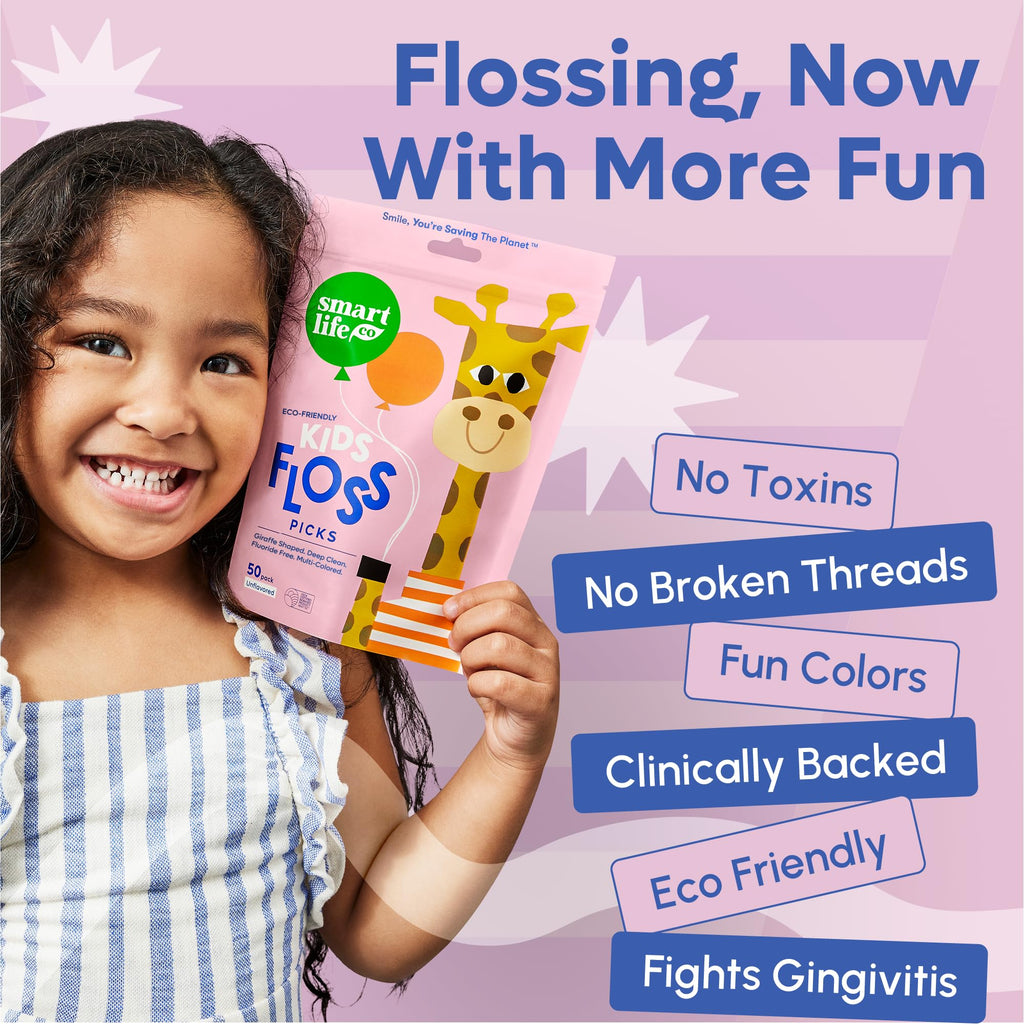 SmartLifeco Eco-Friendly Kids Flossers (200ct) – Straw Wheat, No Shred, Unflavored