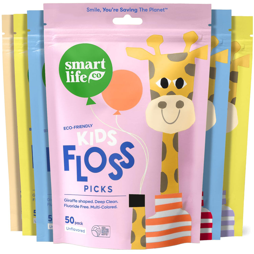 SmartLifeco Biodegradable Kids Flossers – Unflavored, Fluoride & PFA Free