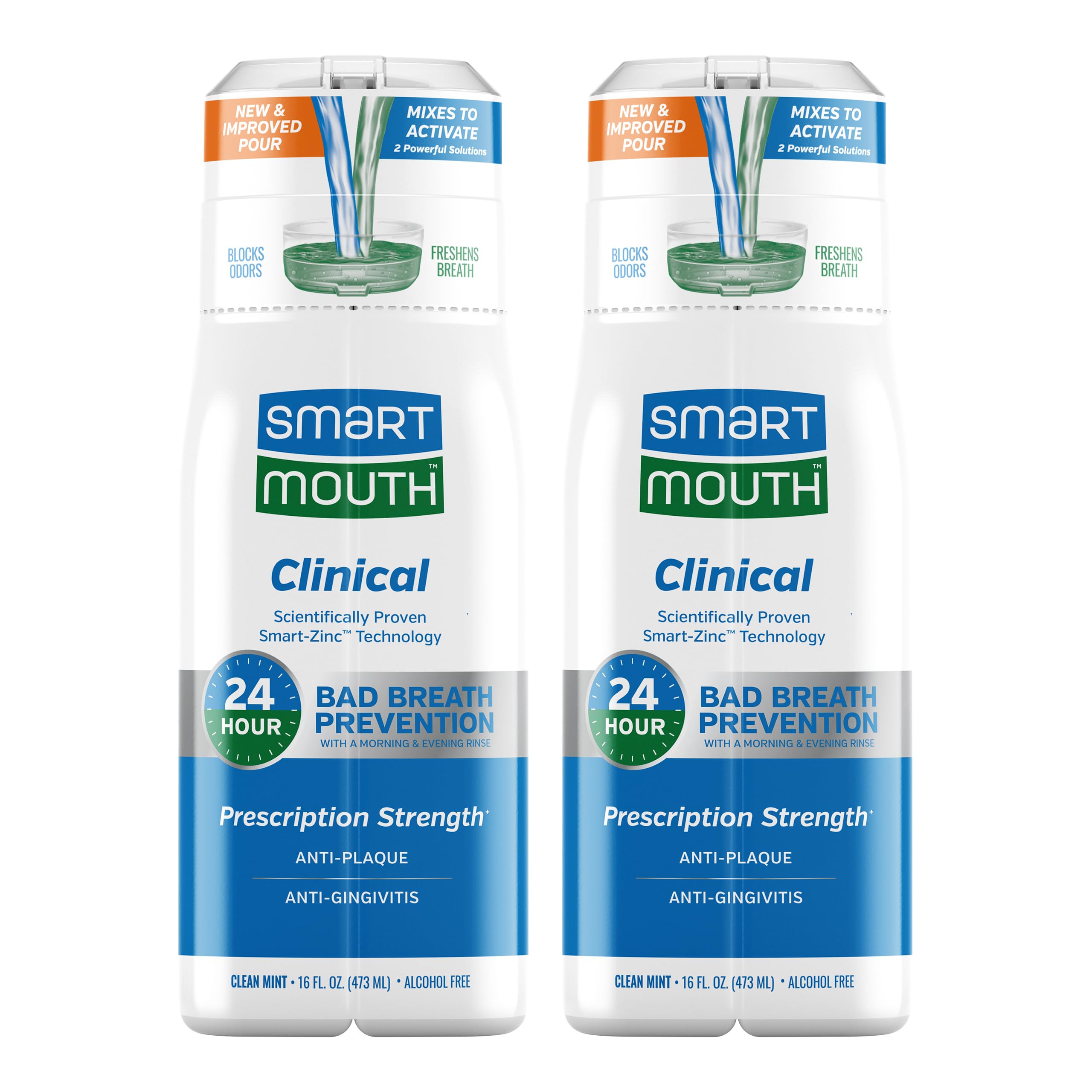 SmartMouth DDS Activated Clinical Mouthwash – Mint, Gum Health, 16 oz (2 Pack)