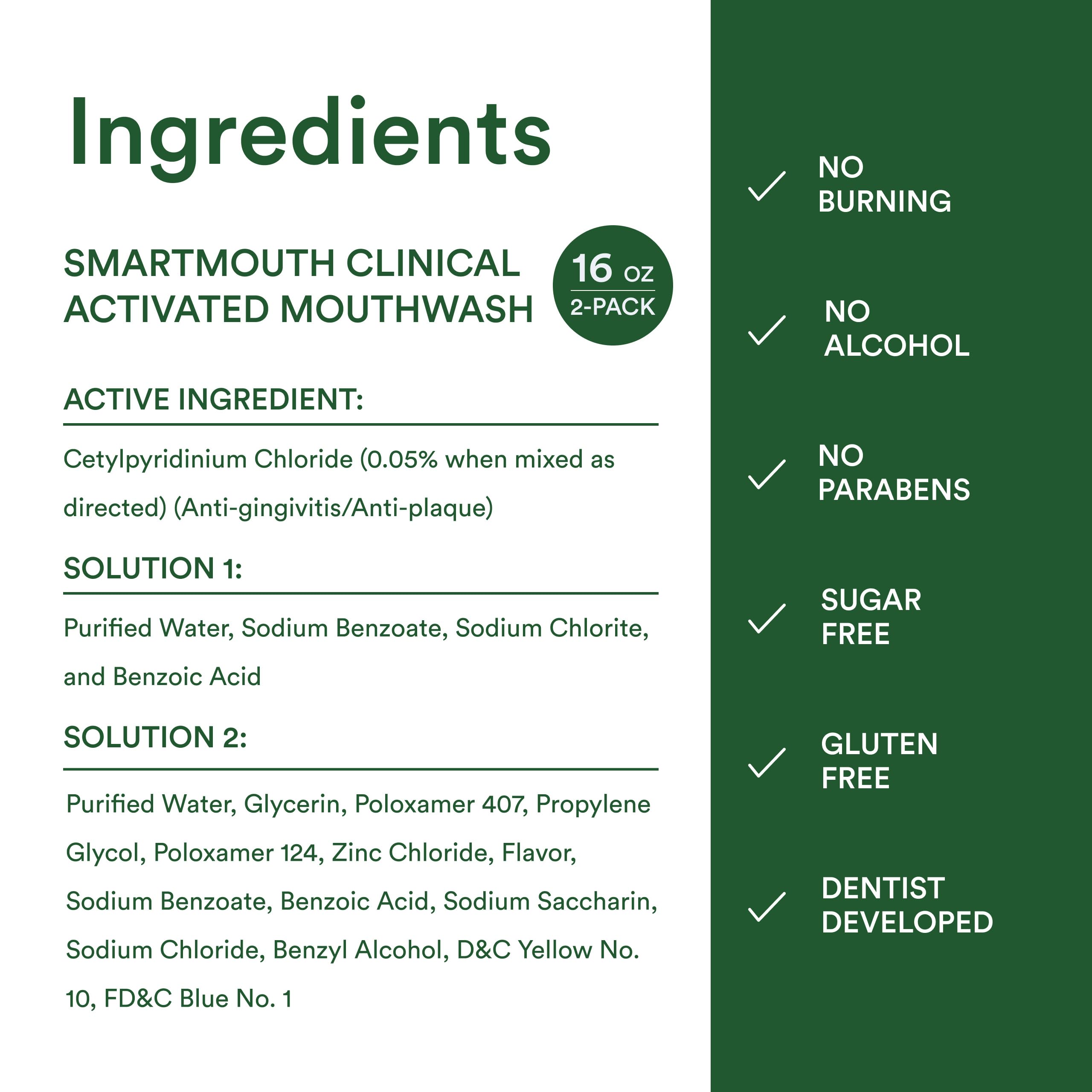 SmartMouth DDS Activated Clinical Mouthwash – Mint, Gum Health, 16 oz (2 Pack)