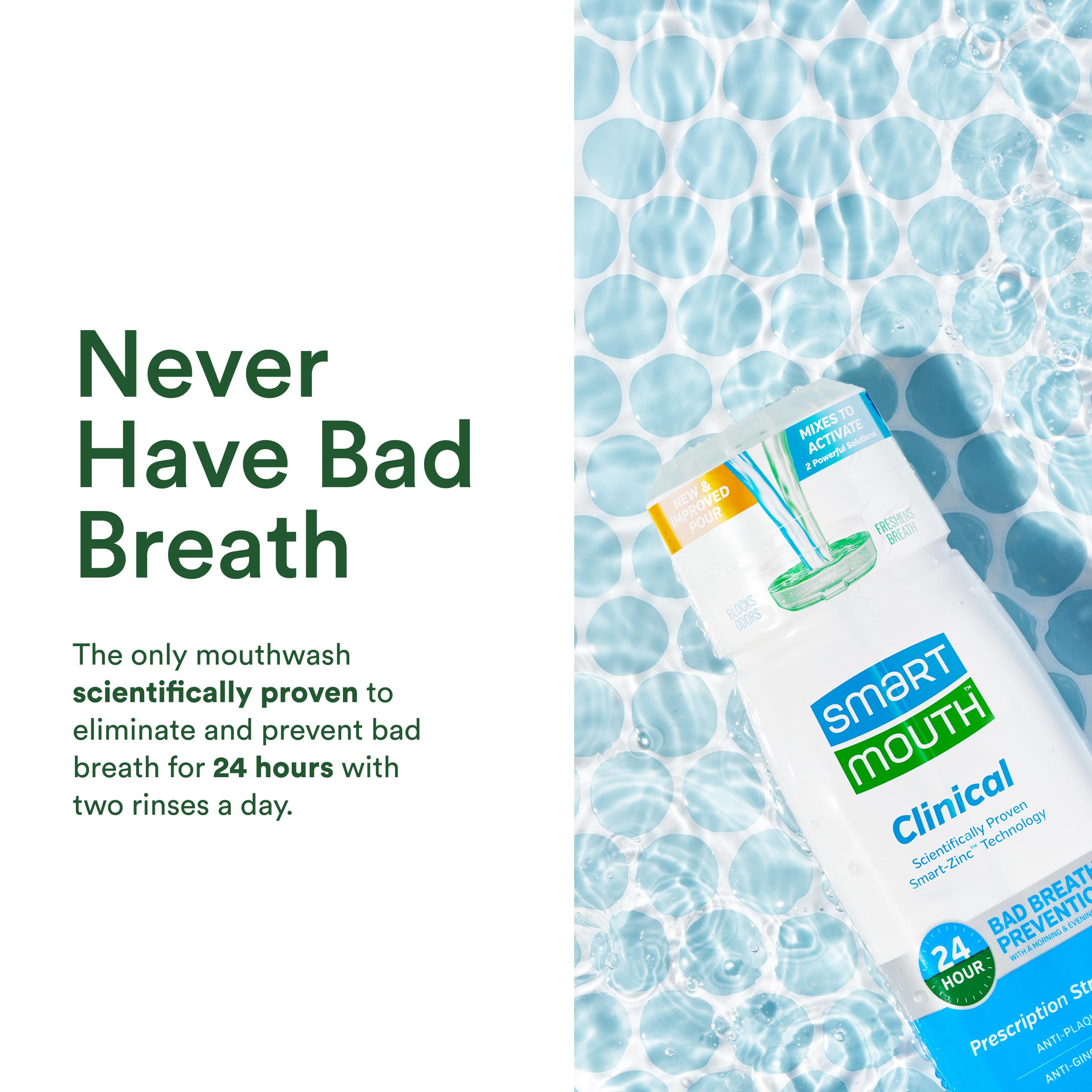 SmartMouth DDS Activated Clinical Mouthwash with Tongue Cleaner – Fresh Breath, Gum Health, 16 oz