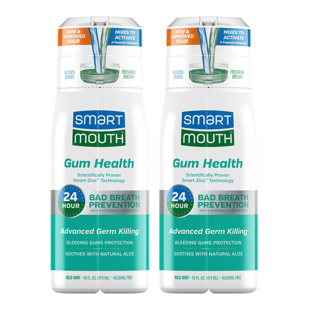 SmartMouth Gum Health Zinc Activated Breath Rinse 16oz, 2 Pack | Mint Mouthwash