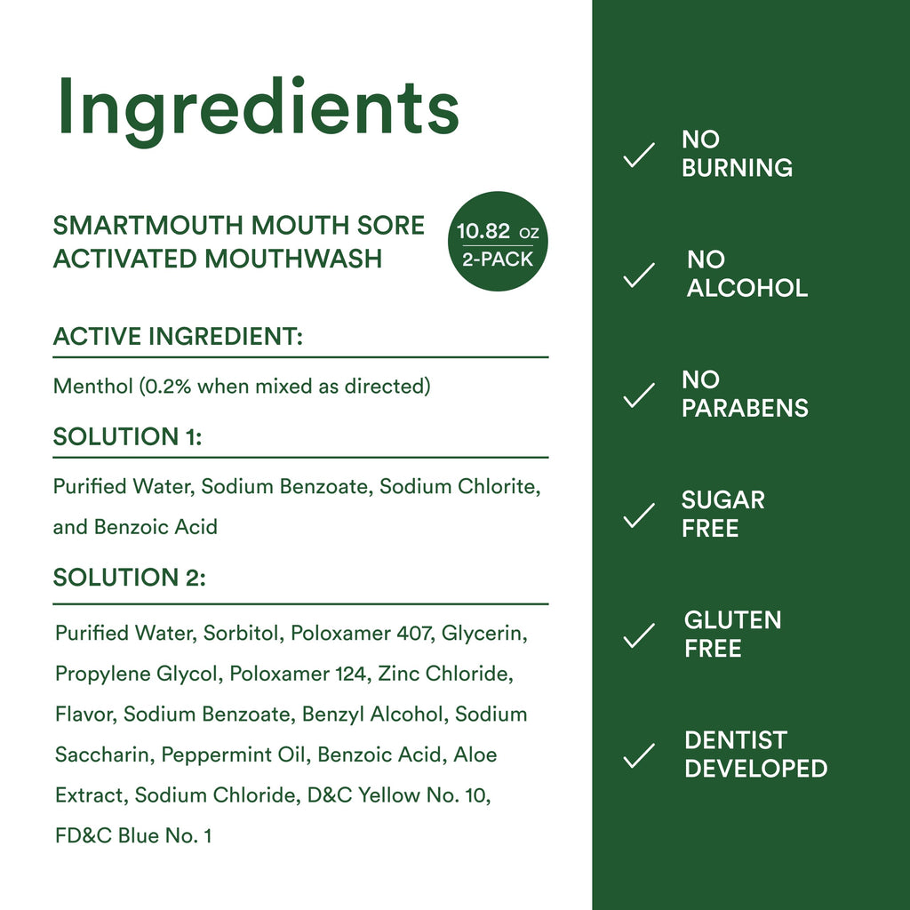 SmartMouth Mouth Sore Zinc Activated Oral Rinse 10.82oz, 2 Pack