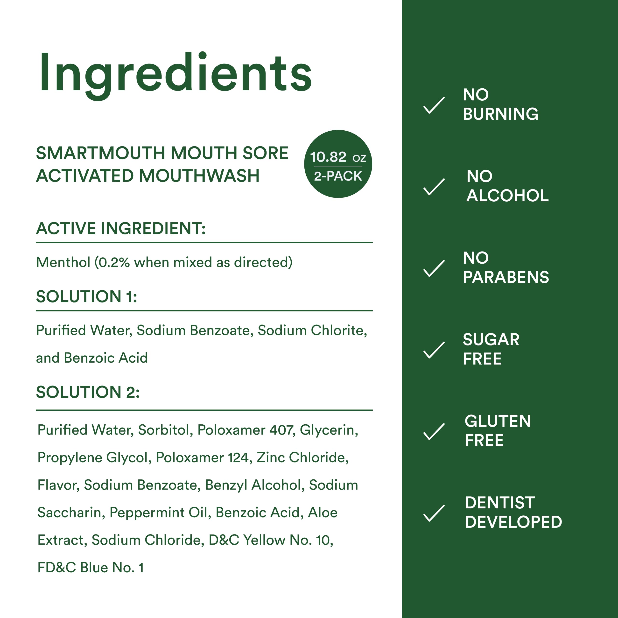SmartMouth Mouth Sore Zinc Activated Oral Rinse 10.82oz, 2 Pack