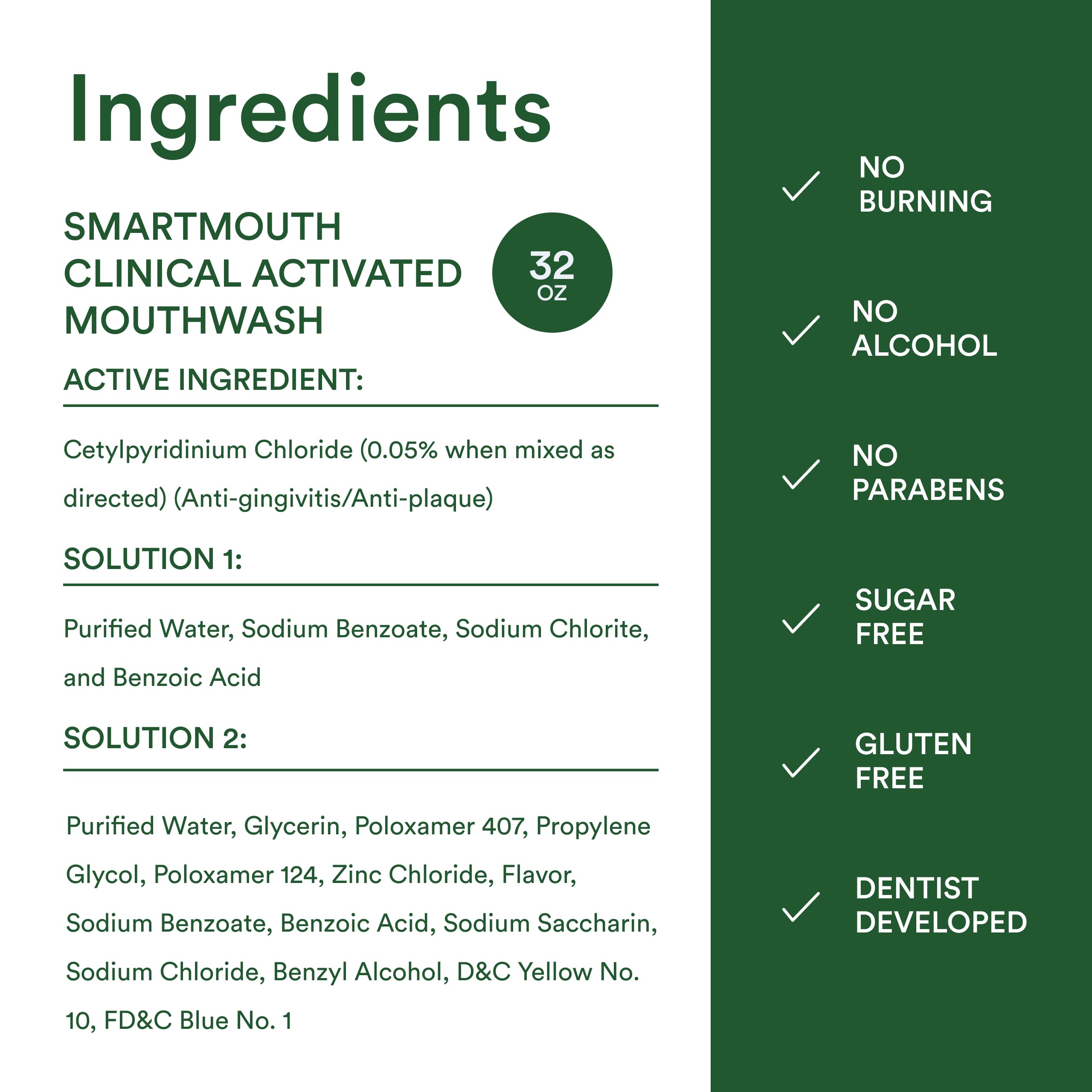 SmartMouth 2-Bottle Activated Mouthwash for Gum Health - 32 oz