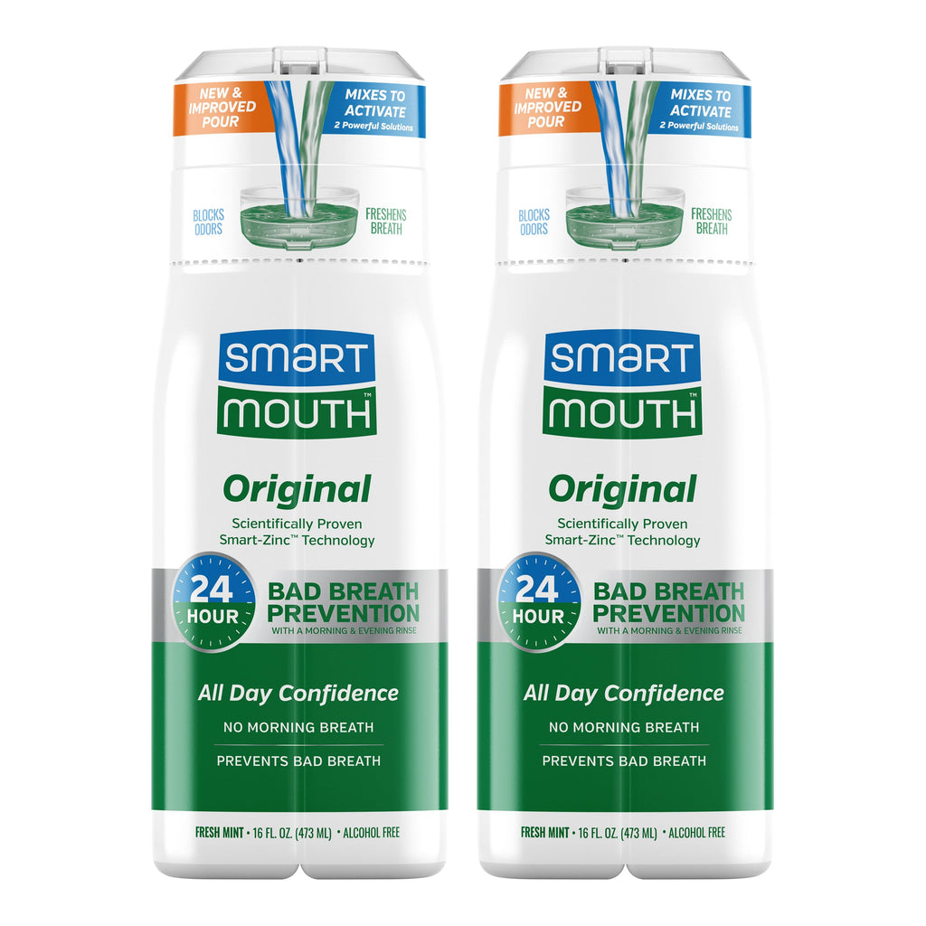 SmartMouth Original Activated Mouthwash – 24-Hour Fresh Breath, Mint, 2-Pack (16 oz)