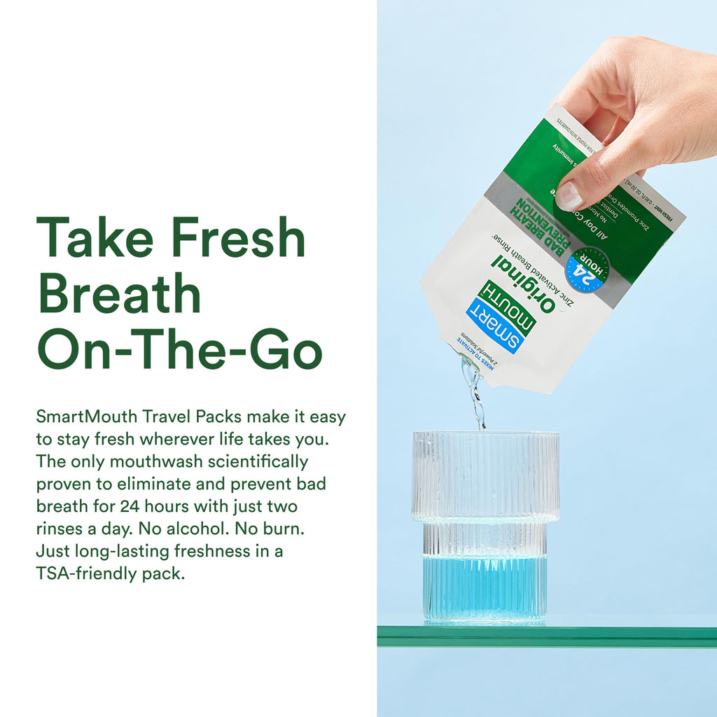 SmartMouth Original Activated Mouthwash – 40 Pack Travel Singles, Fresh Mint