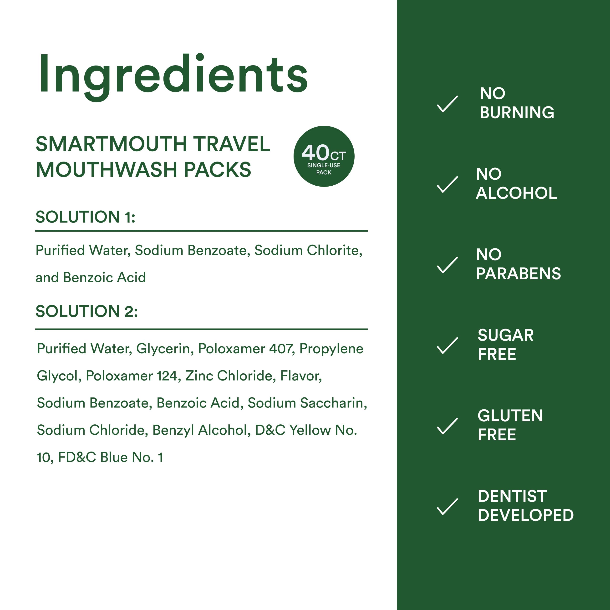 SmartMouth Original Activated Mouthwash – 40 Pack Travel Singles, Fresh Mint