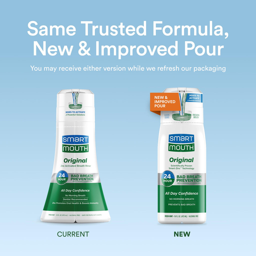 SmartMouth Original Activated Mouthwash & Tongue Cleaner – Mint (Pack of 2)