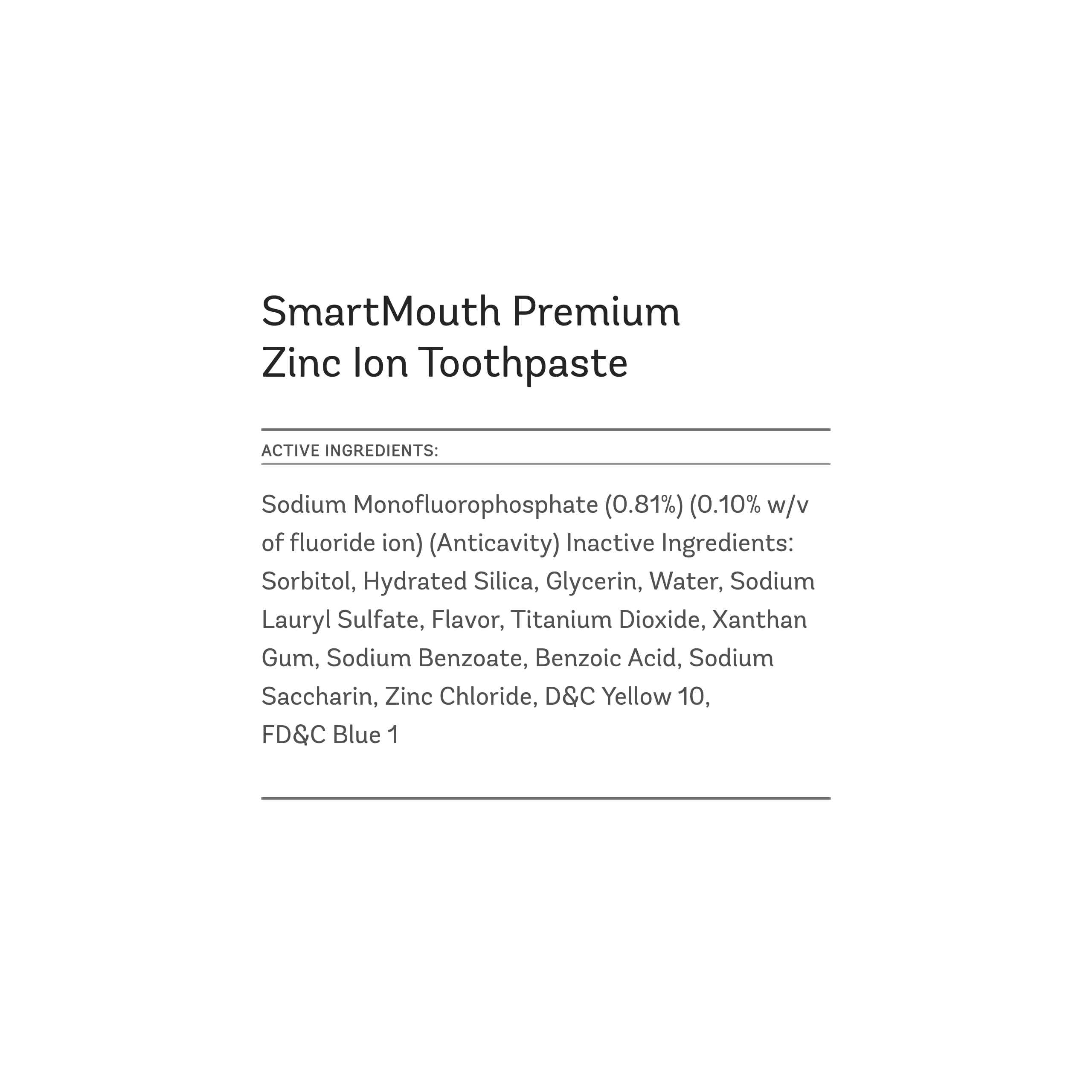SmartMouth Premium Zinc Ion Toothpaste – Cavity, Enamel & Plaque Protection, 6 oz (1 Pack)