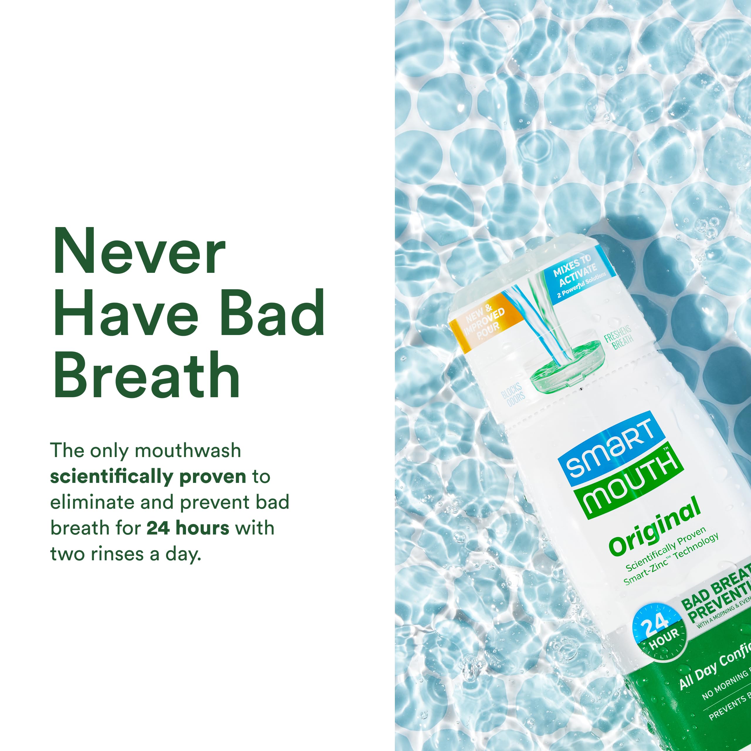SmartMouth Original Activated Mouthwash & Tongue Cleaner – Mint (Pack of 2)
