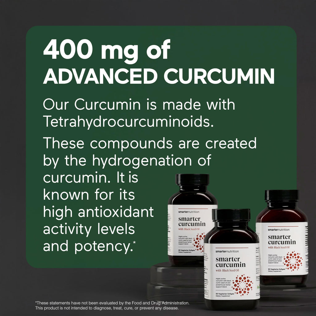 SMARTERNUTRITION Curcumin Softgels – Vegan 400 mg, High Absorption, Black Seed Oil & Ginger, 360 Ct