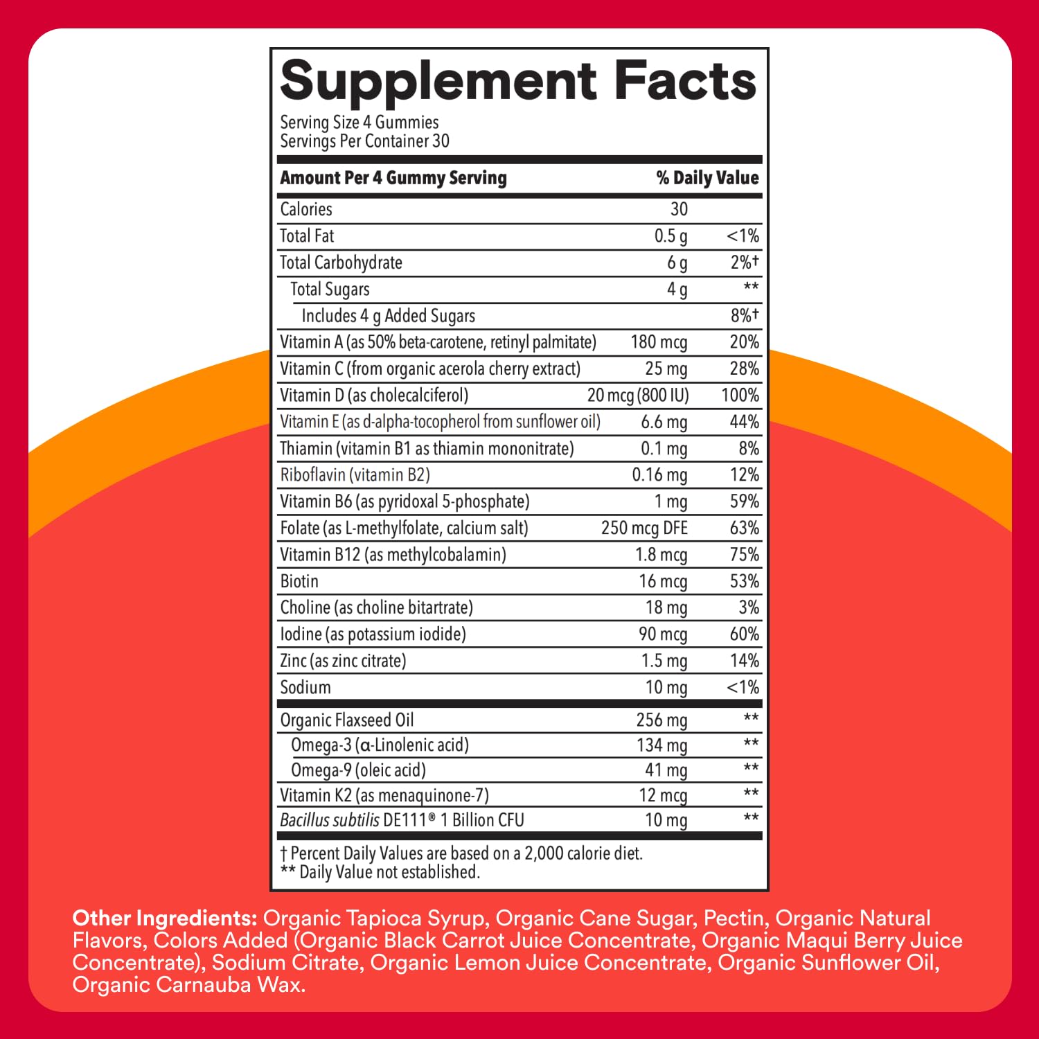 SmartyPants Organic Kids Multivitamin Gummies with Probiotics, Omega-3 ALA, Vitamin D3, C, B Vitamins, Zinc — 120 Count (30 Day Supply)