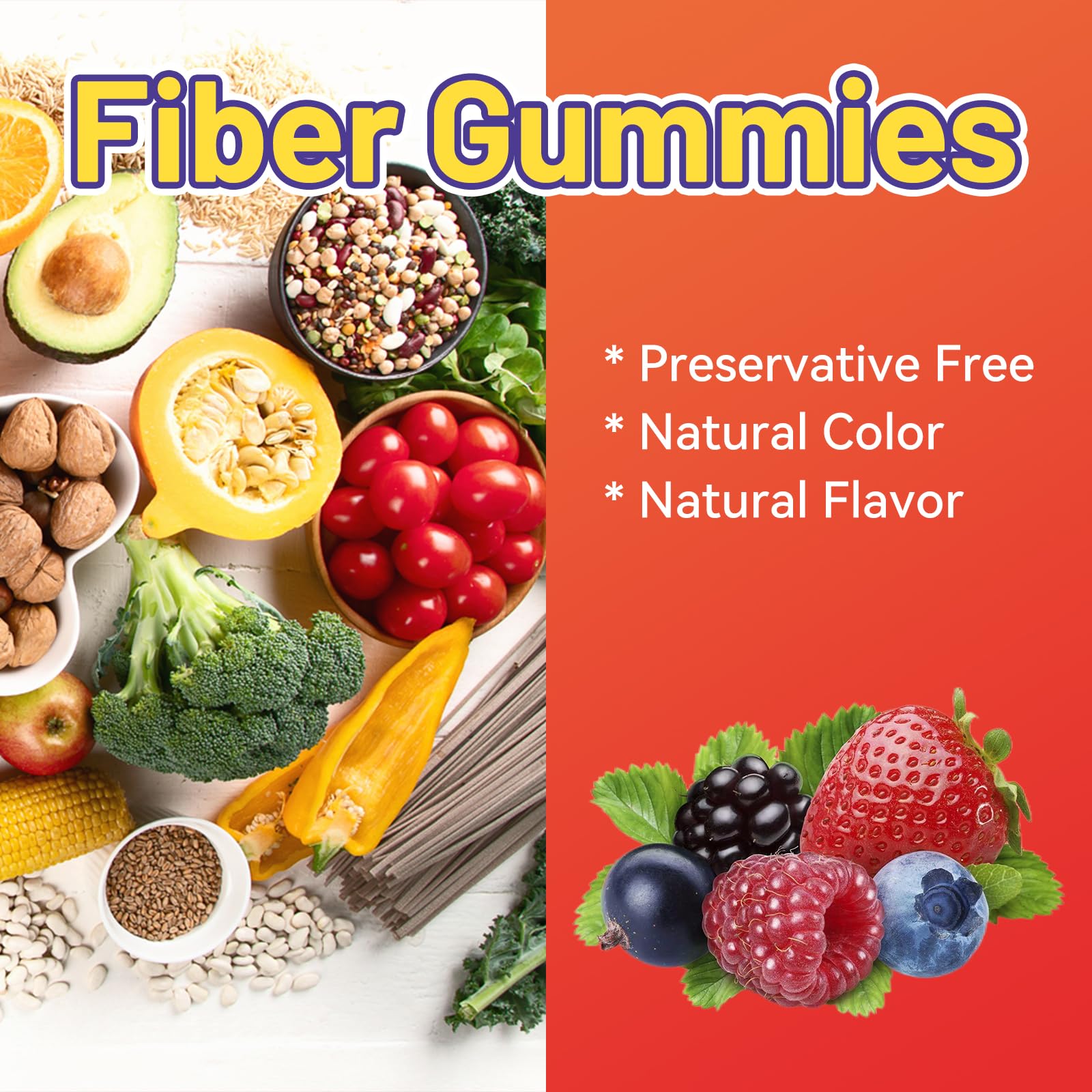 SmildeHeal Fiber Gummies – Dietary Fiber for Gut Health, Vegan, Non-GMO, Gluten-Free | 60 Count