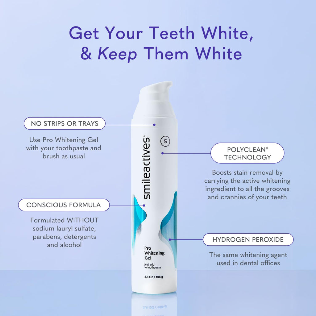 Smileactives Pro Whitening Gel for Toothpaste – 3.8 oz, Hydrogen Peroxide