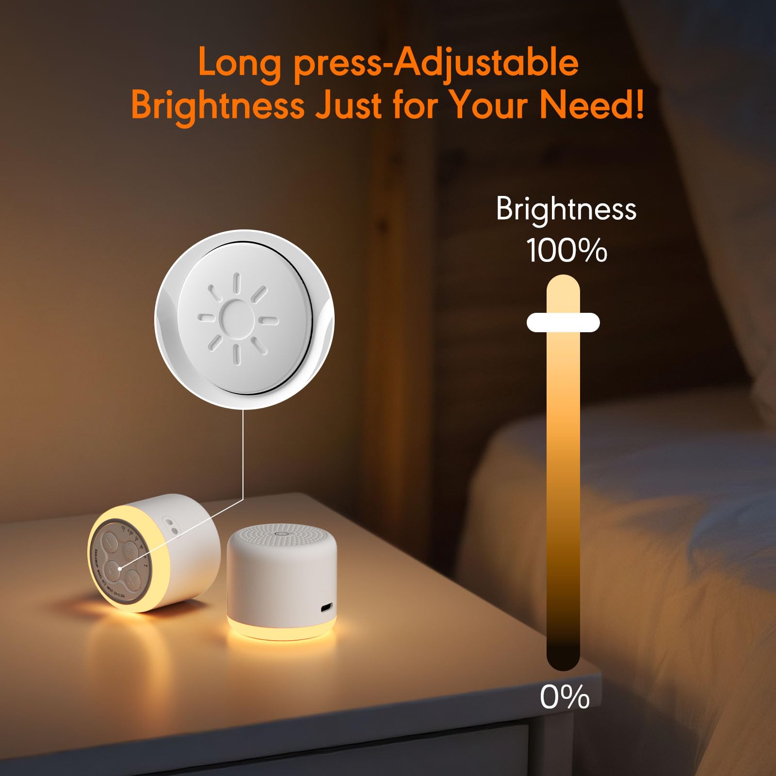 SMILEBOP White Noise Machine with Night Light — Portable, 18 Soothing Sounds, Memory Timer