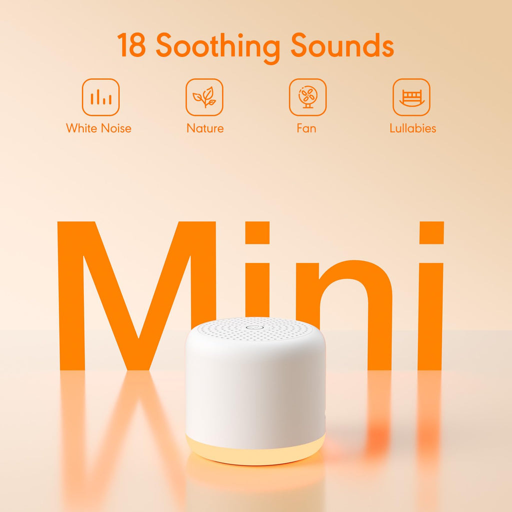 SMILEBOP White Noise Machine with Night Light — Portable, 18 Soothing Sounds, Memory Timer