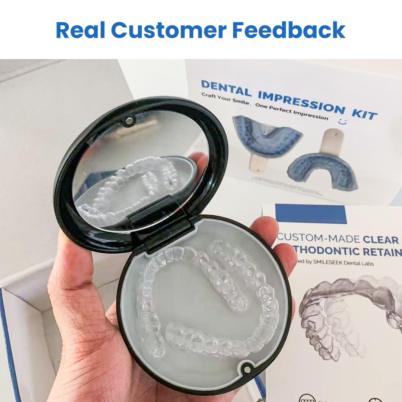 SMILESEEK Clear Retainers (2 Sets) – Upper & Lower BPA & Latex-Free DIY At-Home Retainer Kit