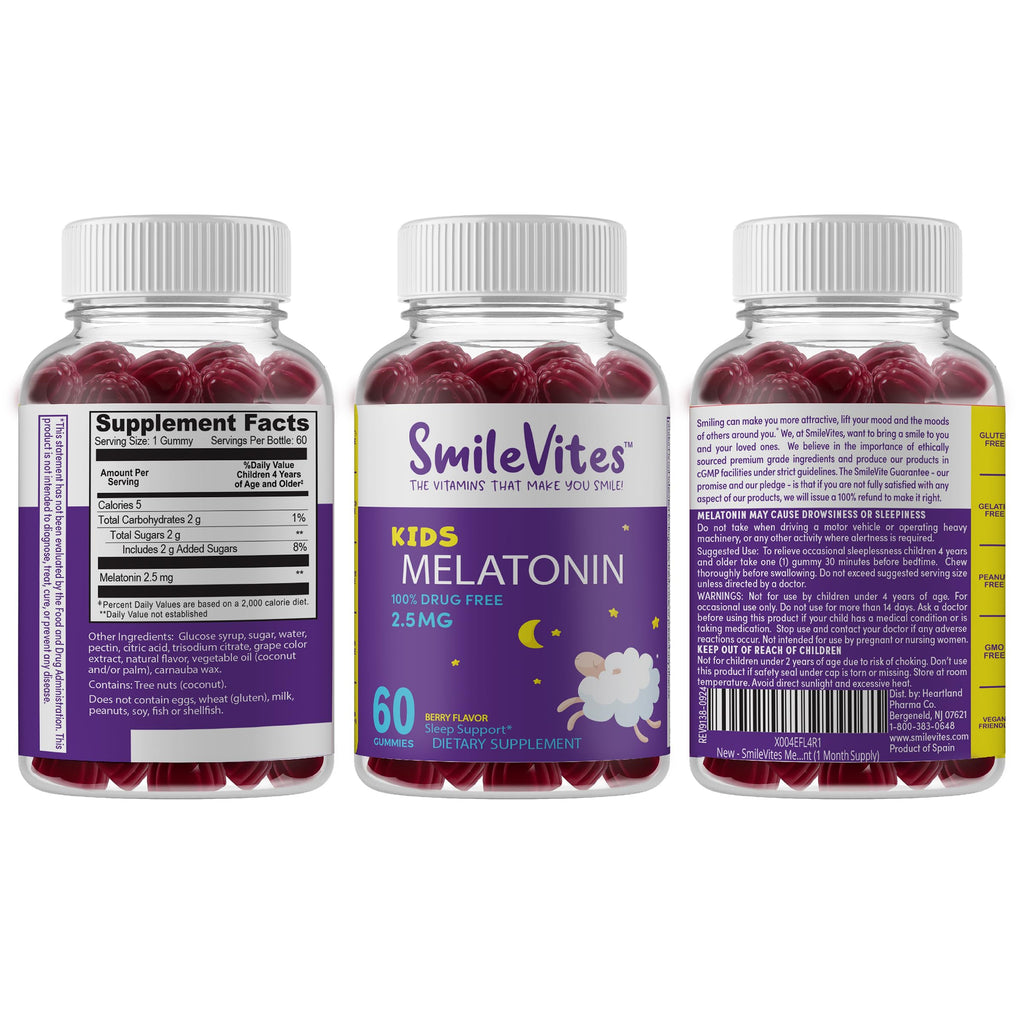SmileVites Children's Melatonin Gummies 2.5mg – 60 Count