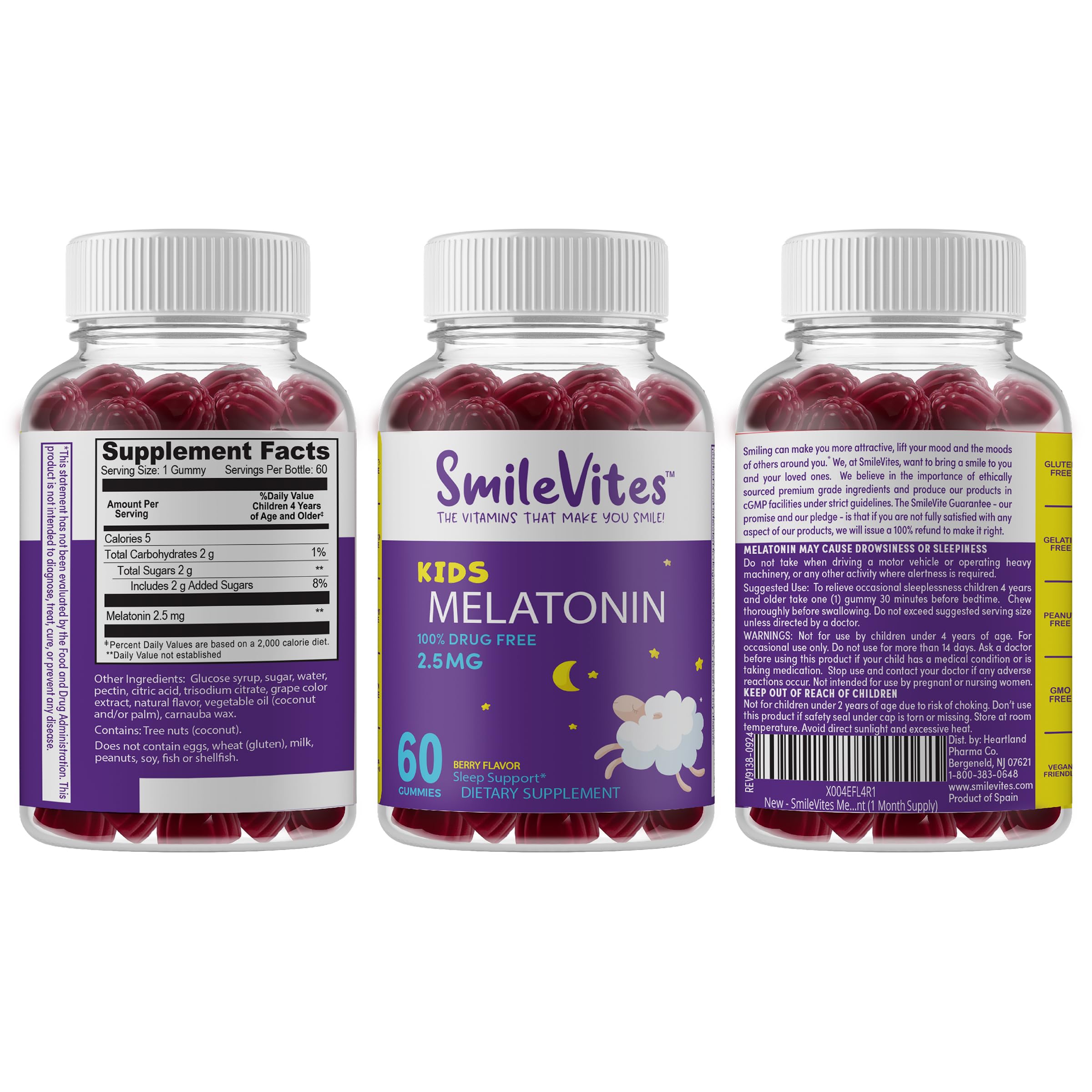 SmileVites Children's Melatonin Gummies 2.5mg – 60 Count