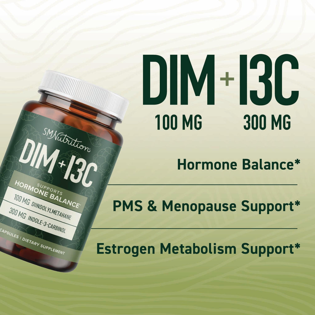 SMNutrition DIM & Indole-3-Carbinol for Hormone Balance | I3C Complex | Estrogen Balance | Vegan, Non-GMO, Gluten-Free | 60 Ct