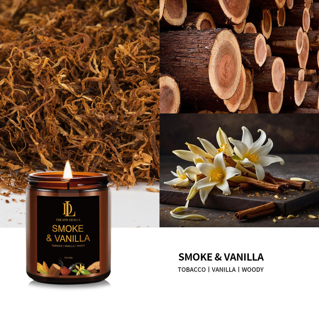 Smoke & Vanilla Candles | Natural Soy Candle, 50-Hour Burn Time