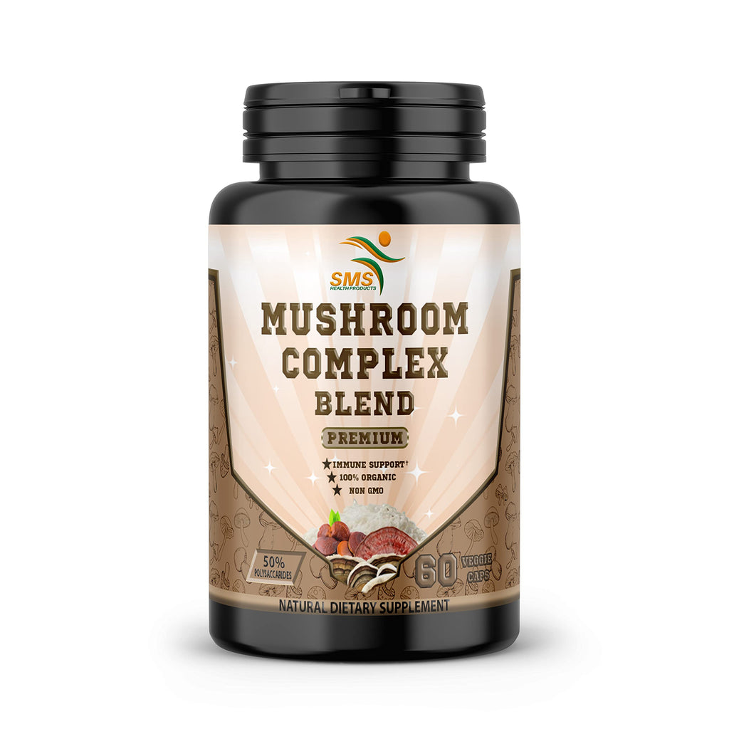 SMSHEALTH Mushroom Capsules - 50% Polysaccharides, 2000mg Daily – Lion's Mane, Reishi, Turkey Tail