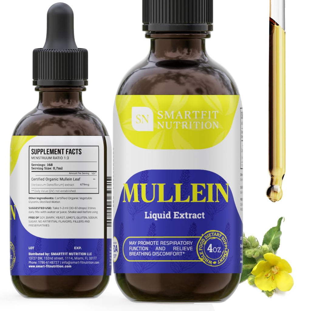 SN SMARTFIT NUTRITION Mullein Leaf Extract Drops – Lung Support (4 oz)